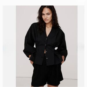 Banana Republic Cotton-Poplin Cinched Waist Top